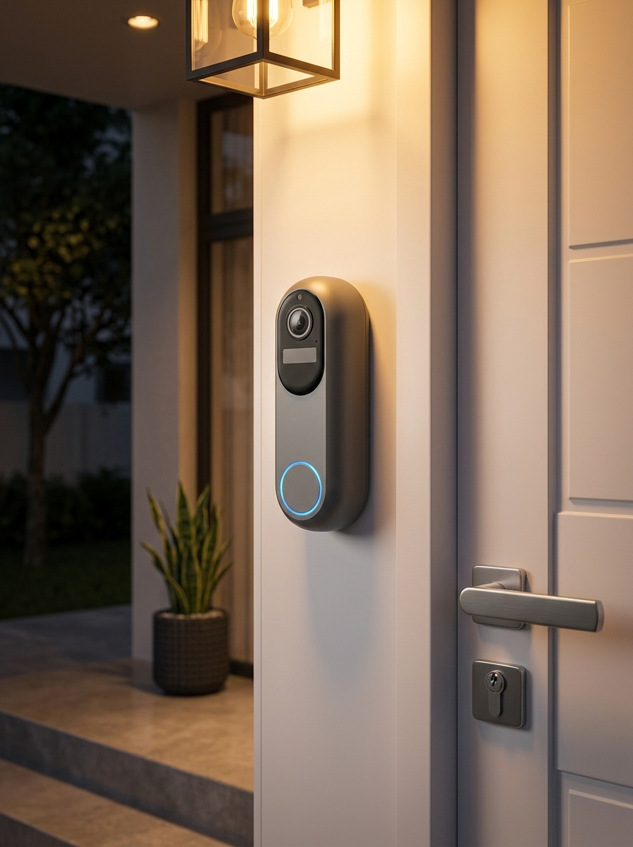 Wireless Smart Video Doorbell - Professional nighttime installation